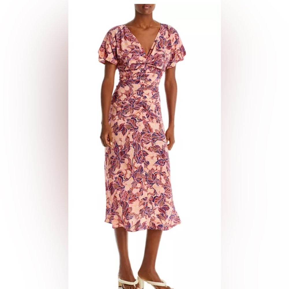 A.L.C. Silk Floral Maxi Dress in Pink and Blue